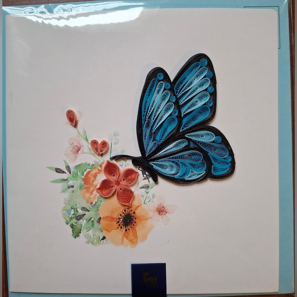 Blue Butterfly Quilling Birthday Card By Niquea.D -2 Available- Price Is For One